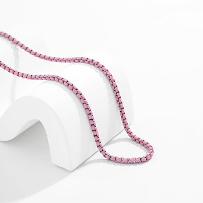 Light Purple Enamel and Silver-Plated Chain Necklace, silver pendant necklace for women, lifestyle look