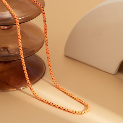 Orange Enamel and Silver-Plated Chain Necklace, silver pendant necklace for women, botanical inspired, side view