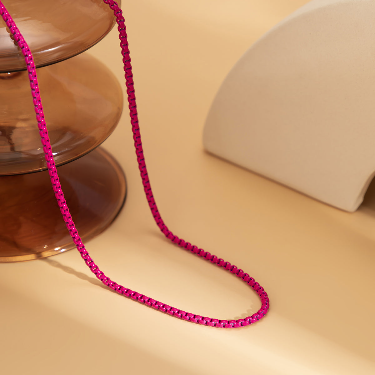 Red Enamel Popcorn Chain Choker Necklace, pendant necklace for women, botanical inspired, styled look