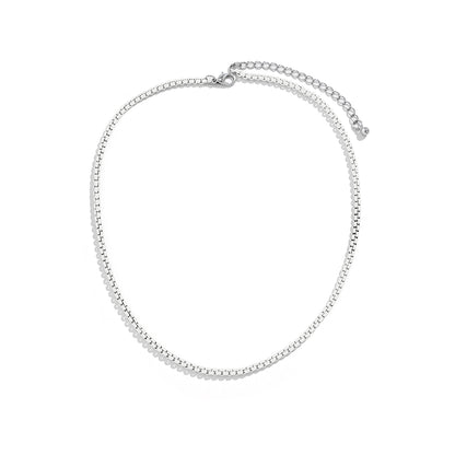 White Enamel and Silver-Plated Chain Necklace, silver pendant necklace for women, elegant gift for her, styled look