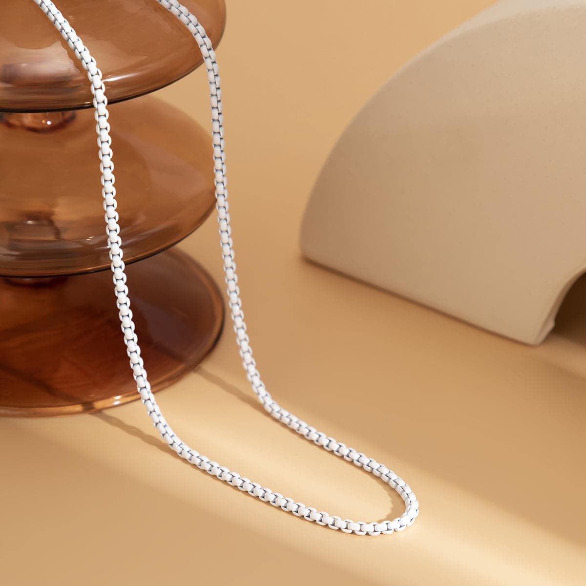 White Enamel & Silver-Plated Chain Necklace