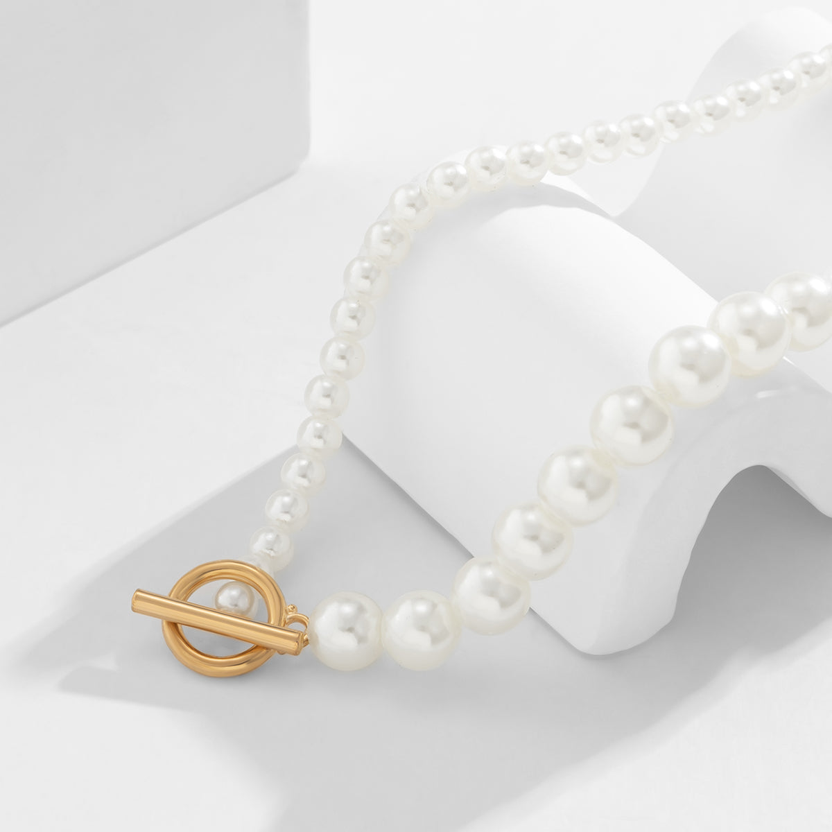 Pearl & 18K Gold-Plated Toggle Necklace