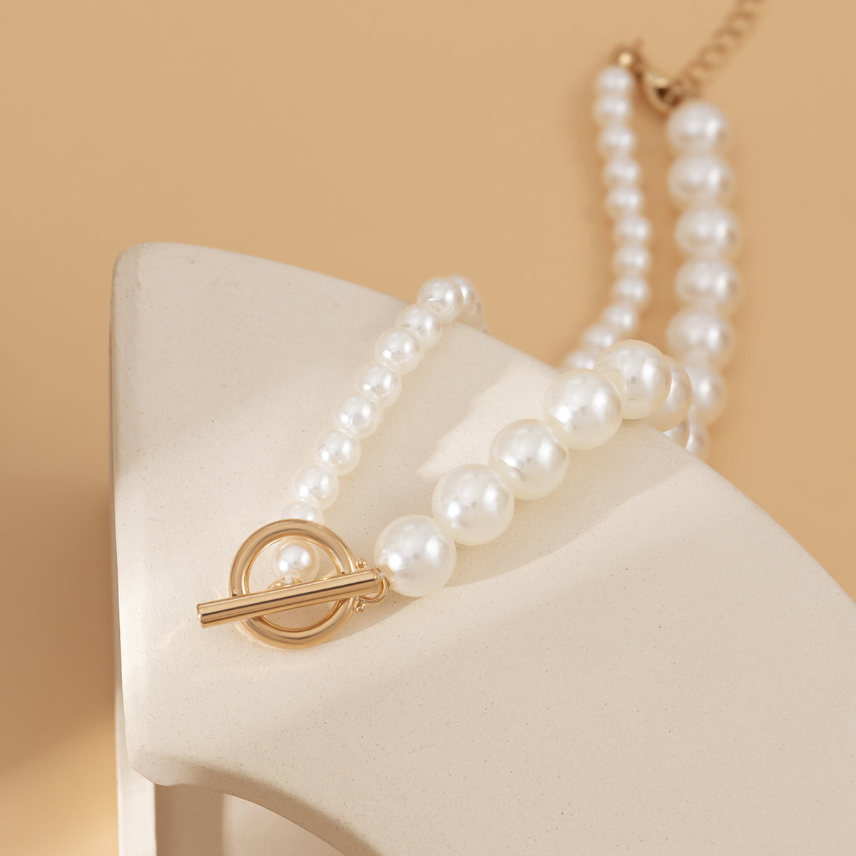 Pearl & 18K Gold-Plated Toggle Necklace