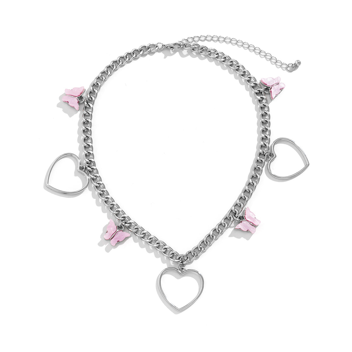 Acrylic & Silver-Plated Butterfly Open Heart Choker Necklace