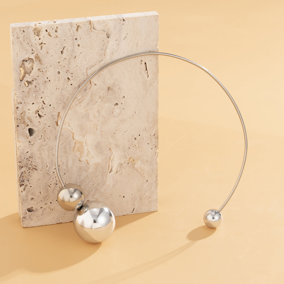 Silver-Plated Copper Small & Large Ball Collar Necklace