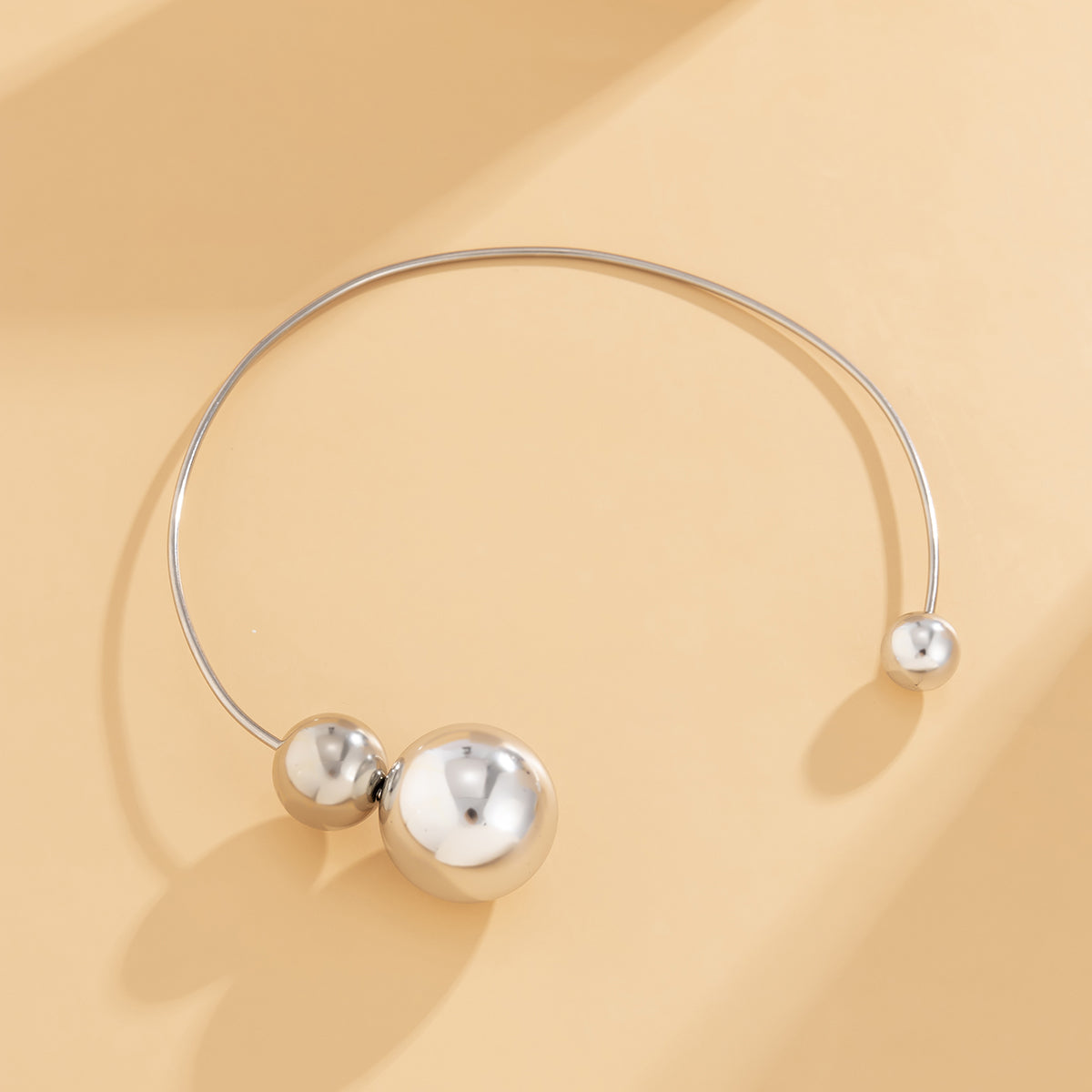 Silver-Plated Copper Small & Large Ball Collar Necklace
