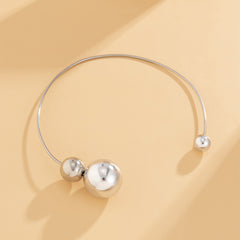 Silver-Plated Copper Small & Large Ball Collar Necklace