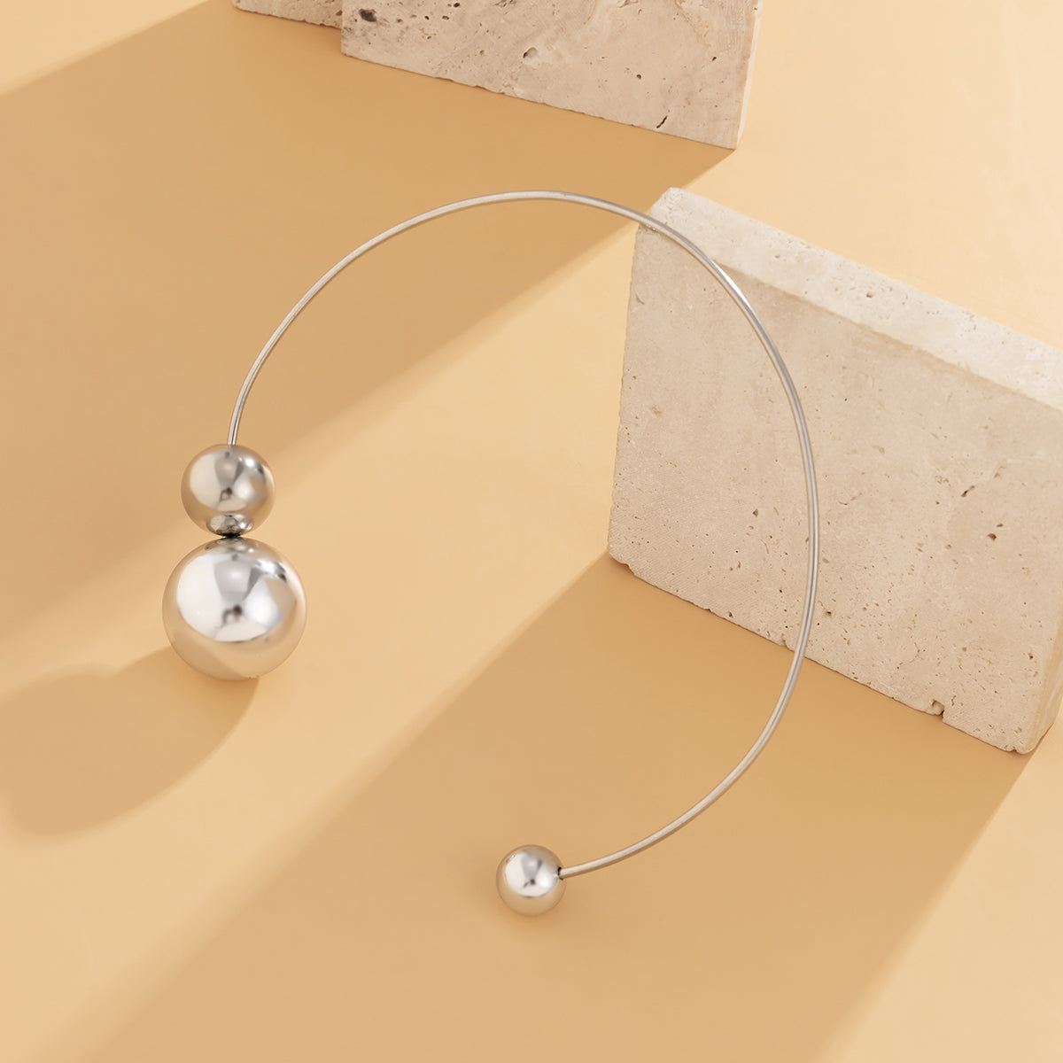 Silver-Plated Copper Small & Large Ball Collar Necklace