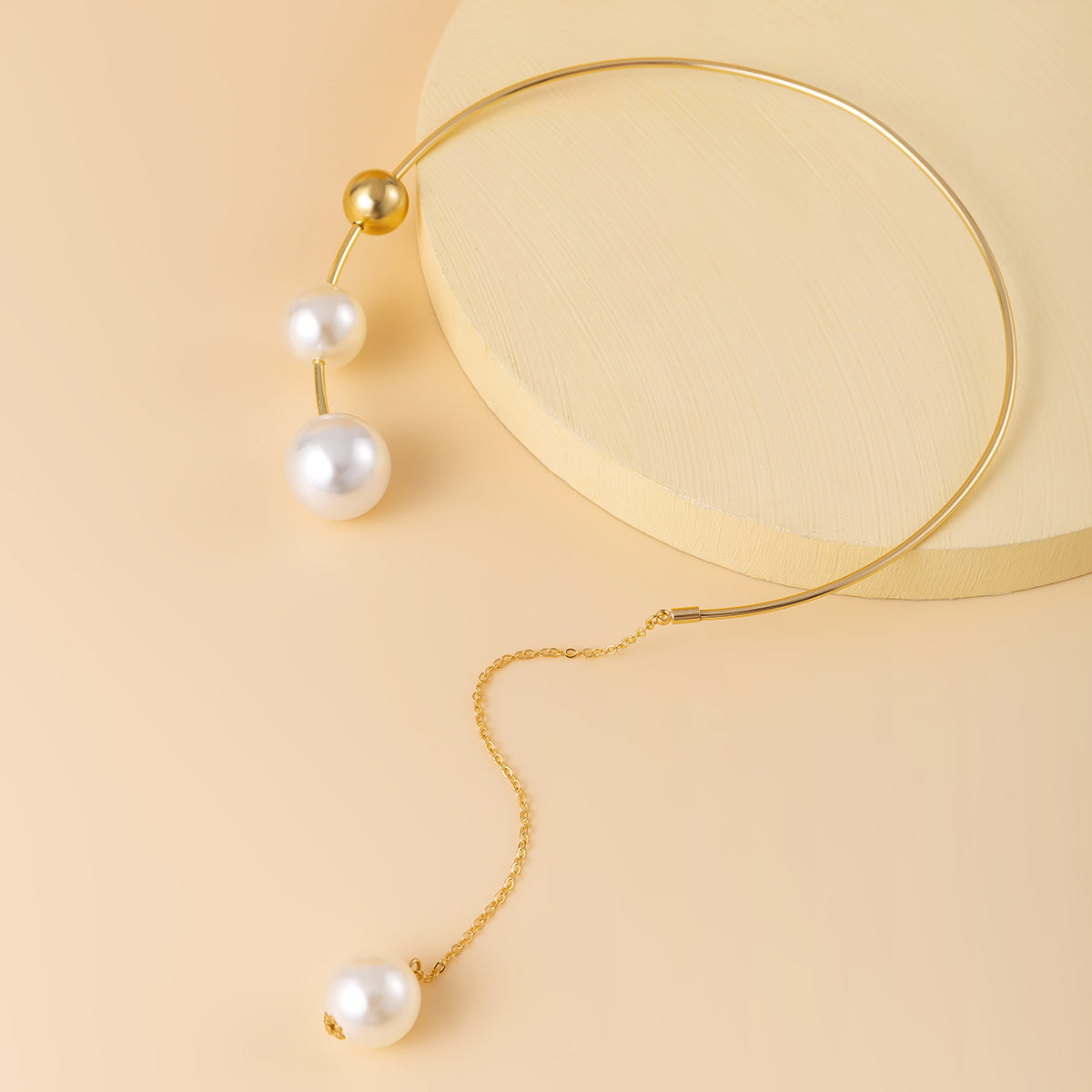 Pearl and 18K Gold-Plated Drop Choker, gold pendant necklace for women, botanical inspired, lifestyle look