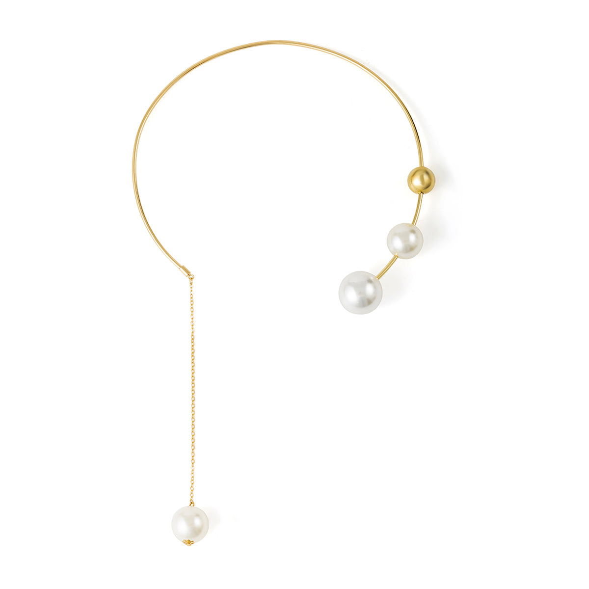 Pearl and 18K Gold-Plated Drop Choker, gold pendant necklace for women, botanical inspired, styled look