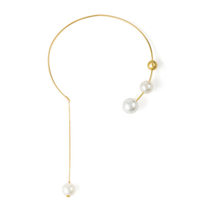 Pearl and 18K Gold-Plated Drop Choker, gold pendant necklace for women, botanical inspired, styled look