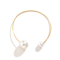 Pearl & 18K Gold-Plated Copper Collar Necklace