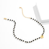 Black & 18k Gold-Plated Flower Choker Necklace