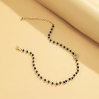 Black & 18k Gold-Plated Flower Choker Necklace