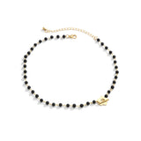 Black & 18k Gold-Plated Flower Choker Necklace