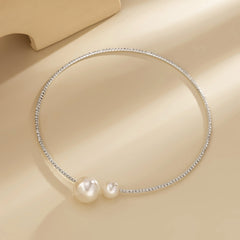 Pearl & Cubic Zirconia Silver-Plated Choker