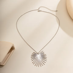 Silver-Plated Heart Burst Pendant Necklace