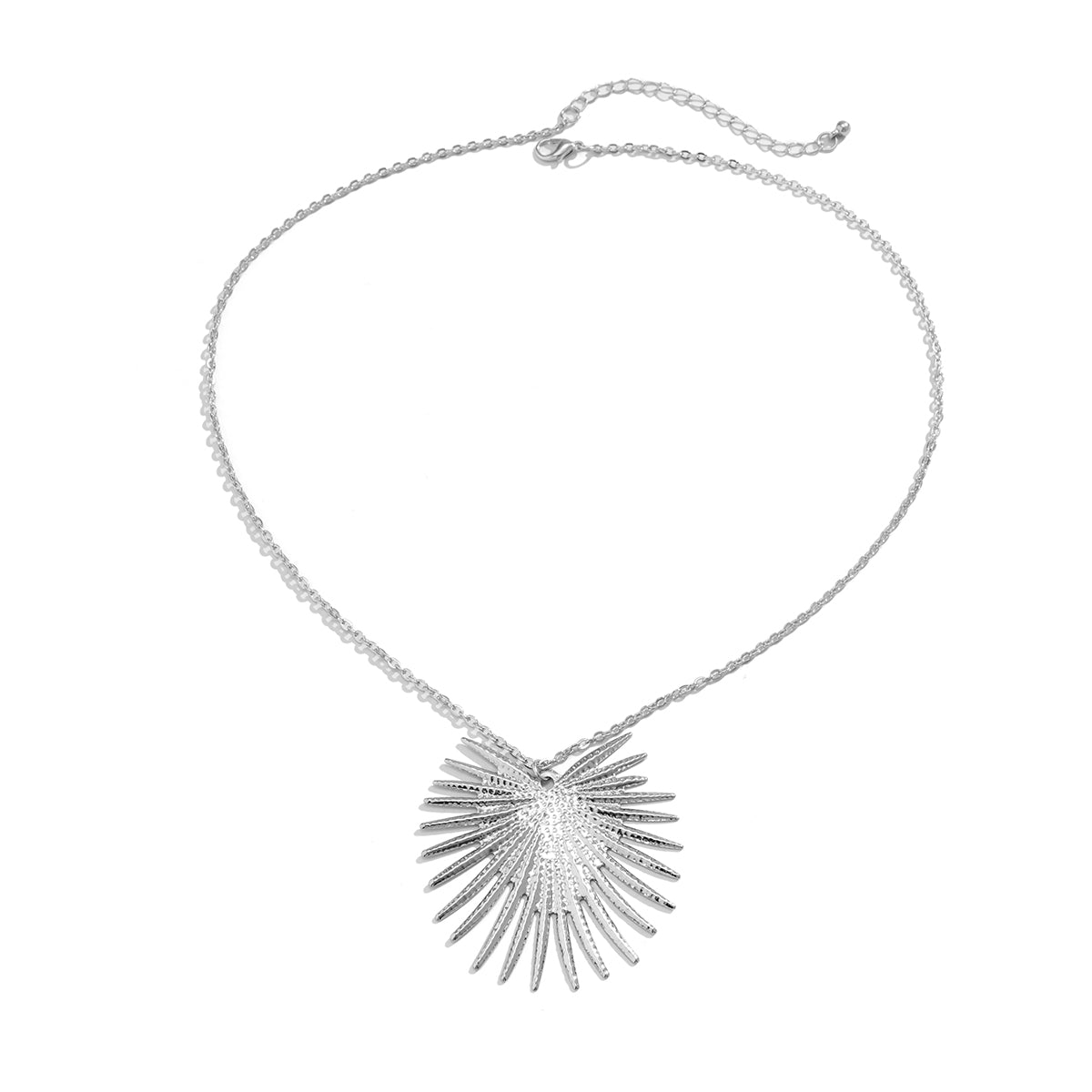 Silver-Plated Heart Burst Pendant Necklace