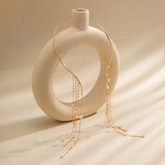 Pearl & 18K Gold-Plated Beaded Tassel Choker Necklace