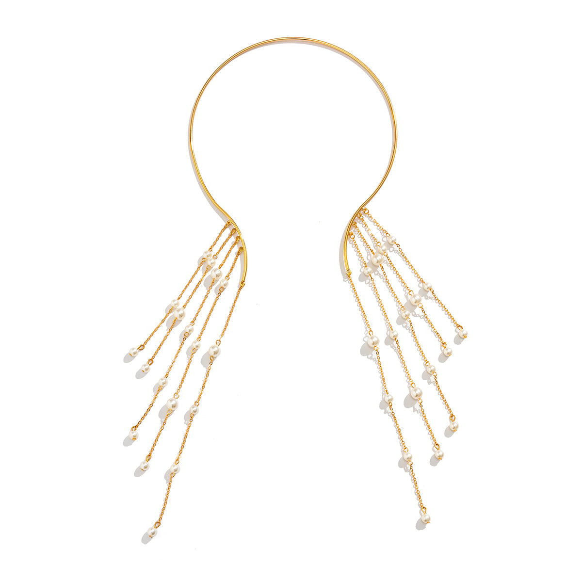 Pearl & 18K Gold-Plated Beaded Tassel Choker Necklace