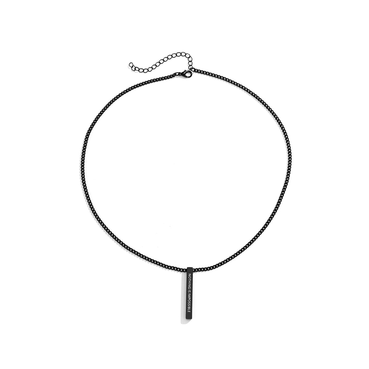 Black 'Nothing Is Impossible' Pendant Necklace