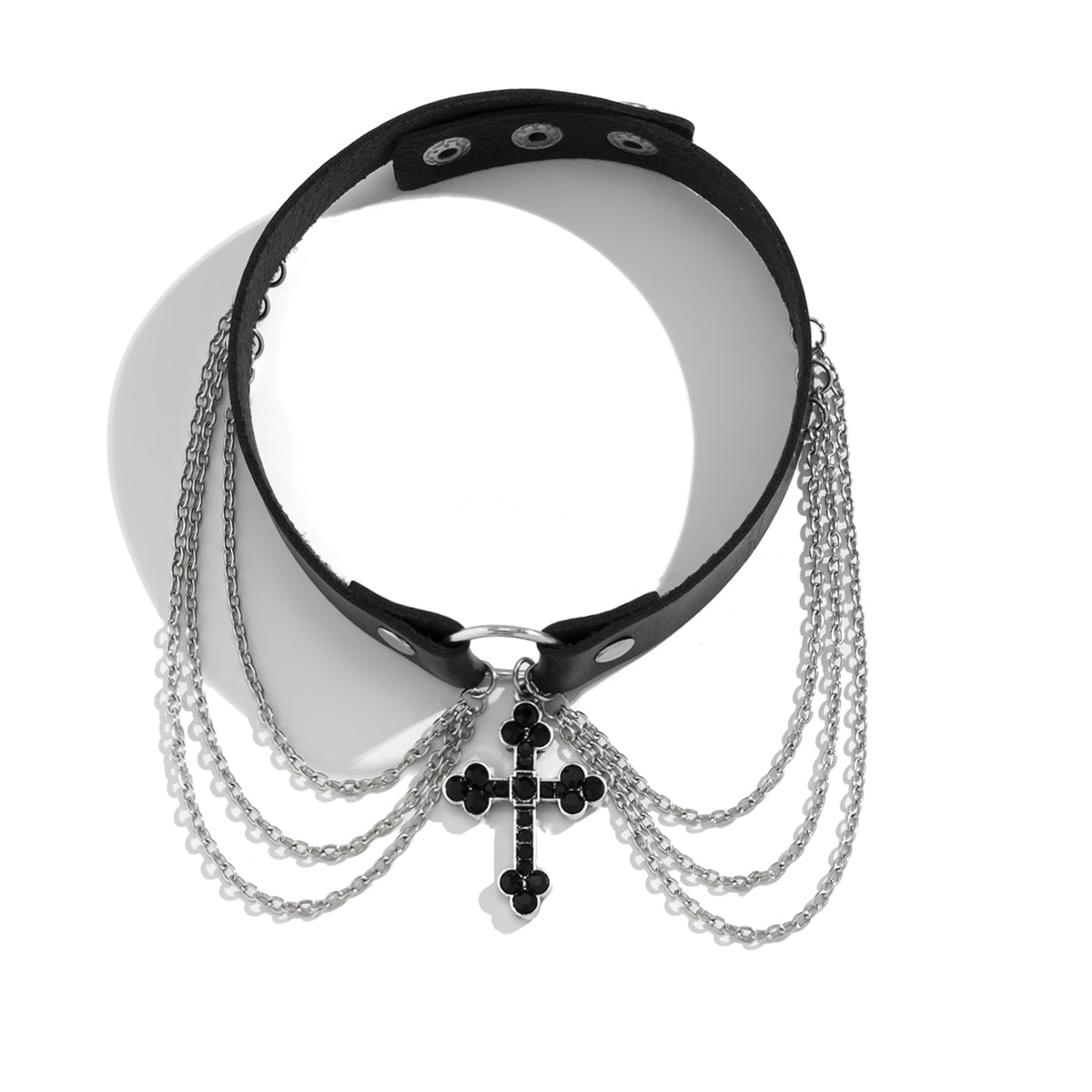 Cubic Zirconia & Polystyrene Silver-Plated Cross Layered Choker