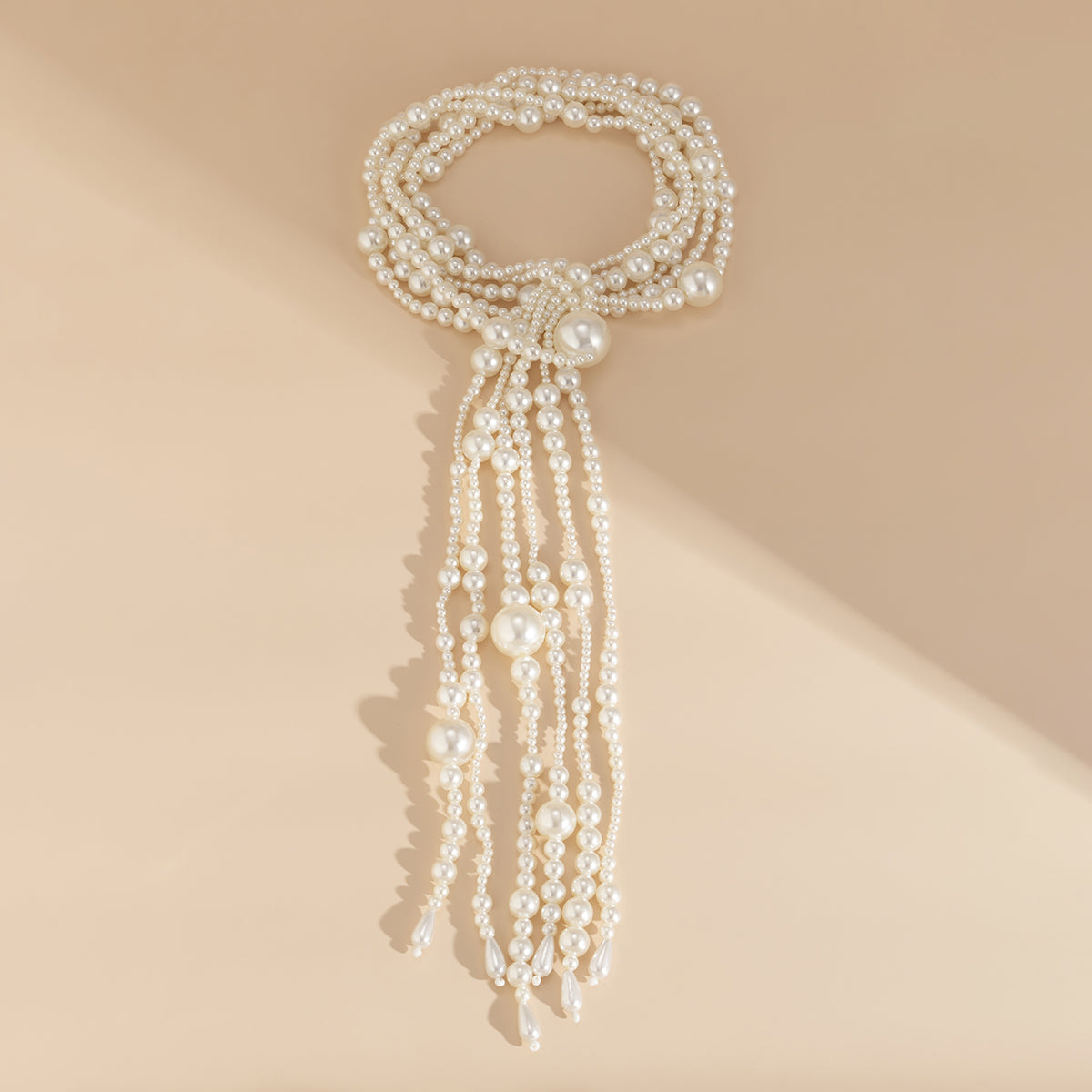 Pearl Scarf Necklace, pendant necklace for women, elegant gift for her, detail close-up
