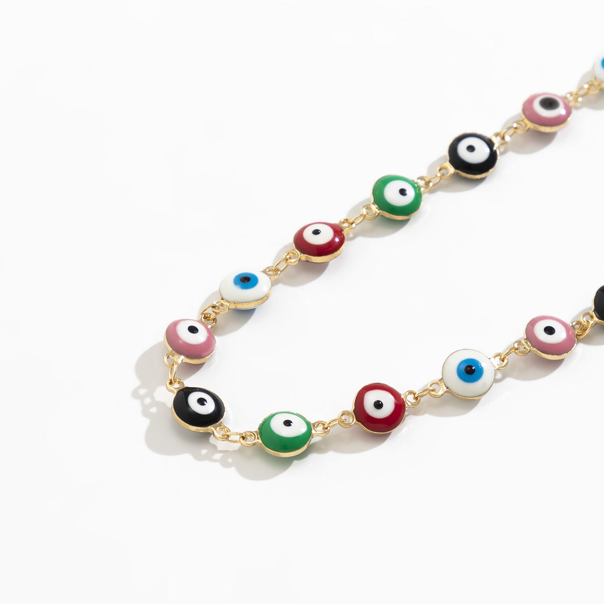 Enamel and 18K Gold-Plated Multicolor Evil Eye Chain Necklace, gold pendant necklace for women, lifestyle look