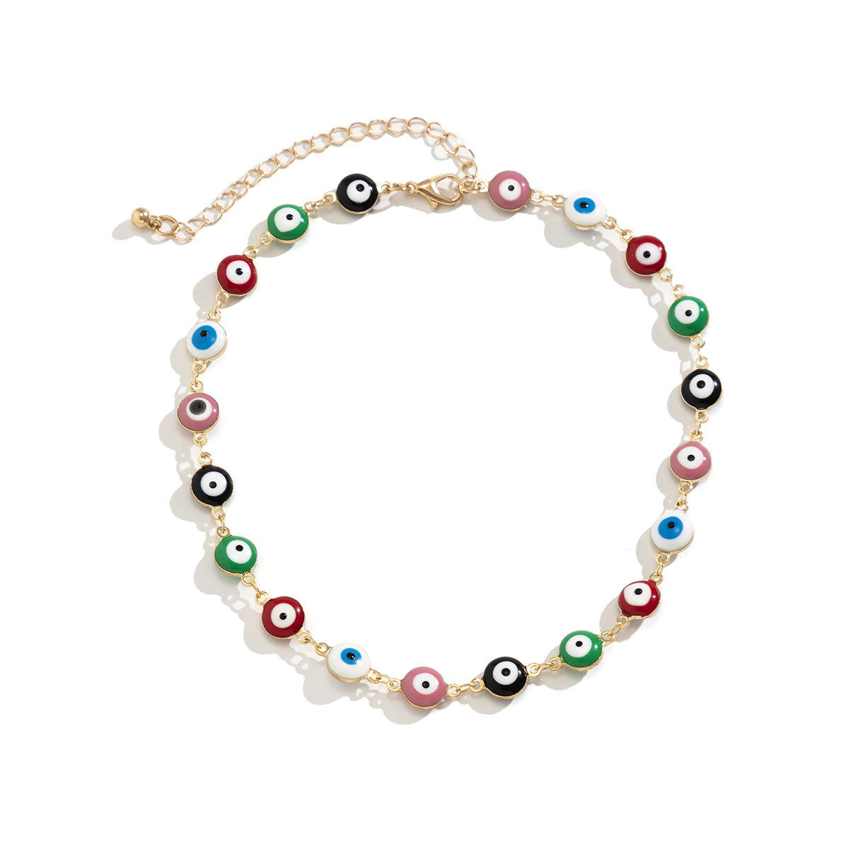 Enamel and 18K Gold-Plated Multicolor Evil Eye Chain Necklace, gold pendant necklace for women, styled look
