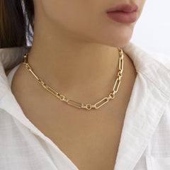 18K Gold-Plated Open Oval Station Necklace