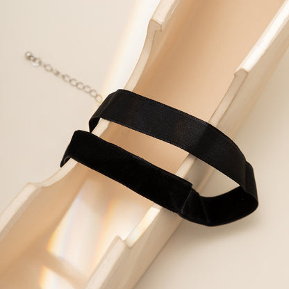 Black and Silver-Plated Thin Band Choker Necklace, chunky silver choker necklace, everyday style, side view