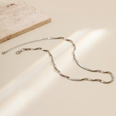 Silver-Plated Twisted Snake Chain Necklace