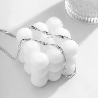 Silver-Plated Twisted Snake Chain Necklace, silver pendant necklace for women, everyday style, lifestyle look