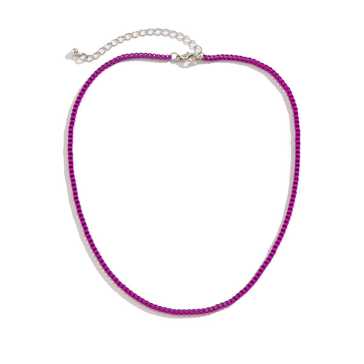 Rose Enamel & Silver-Plated Box Chain Necklace