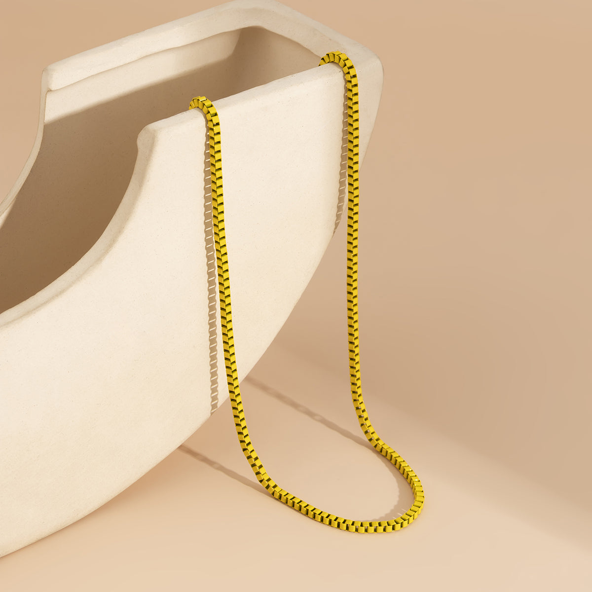 Yellow and Silver-Plated Box Chain Necklace, silver pendant necklace for women, botanical inspired, side view