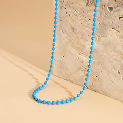 Blue Enamel & Silver-Plated Bead Chain Necklace