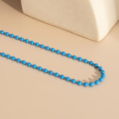 Blue Enamel & Silver-Plated Bead Chain Necklace