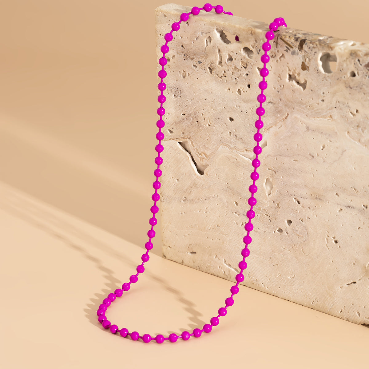 Rose Enamel & Silver-Plated Bead Chain Necklace
