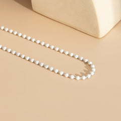 White Enamel & Silver-Plated Bead Chain Necklace