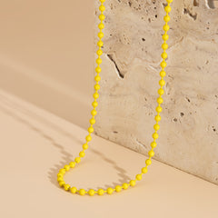 Yellow Enamel & Silver-Plated Bead Chain Necklace