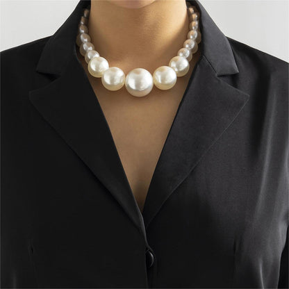 Pearl and Silver-Plated Graduated Choker, silver pendant necklace for women, everyday style, front view
