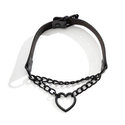 Black Heart Layered Choker Necklace, chunky choker necklace, everyday style, side view