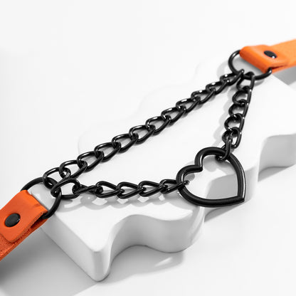 Orange and Black Plated Heart Layered Choker Necklace, chunky choker necklace, everyday style, lifestyle look