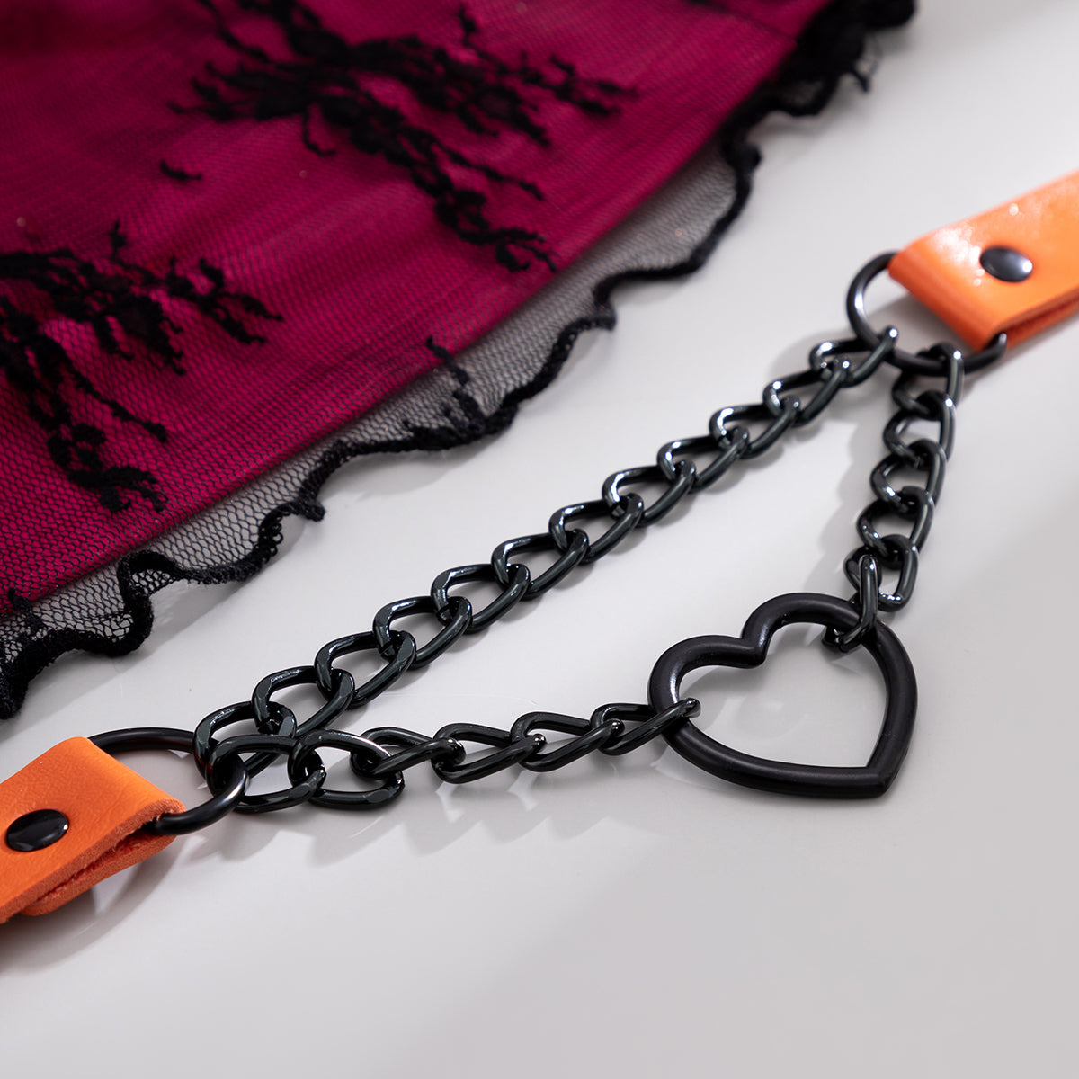 Orange and Black Plated Heart Layered Choker Necklace, chunky choker necklace, everyday style, styled look