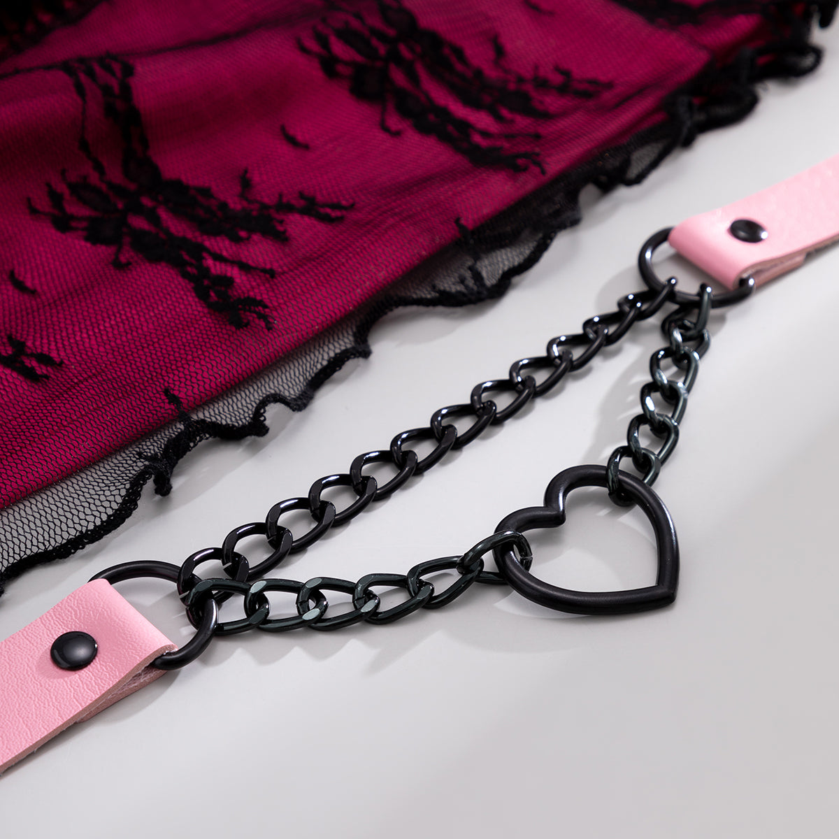 Pink and Black Heart Layered Choker Necklace, chunky choker necklace, botanical inspired, lifestyle look