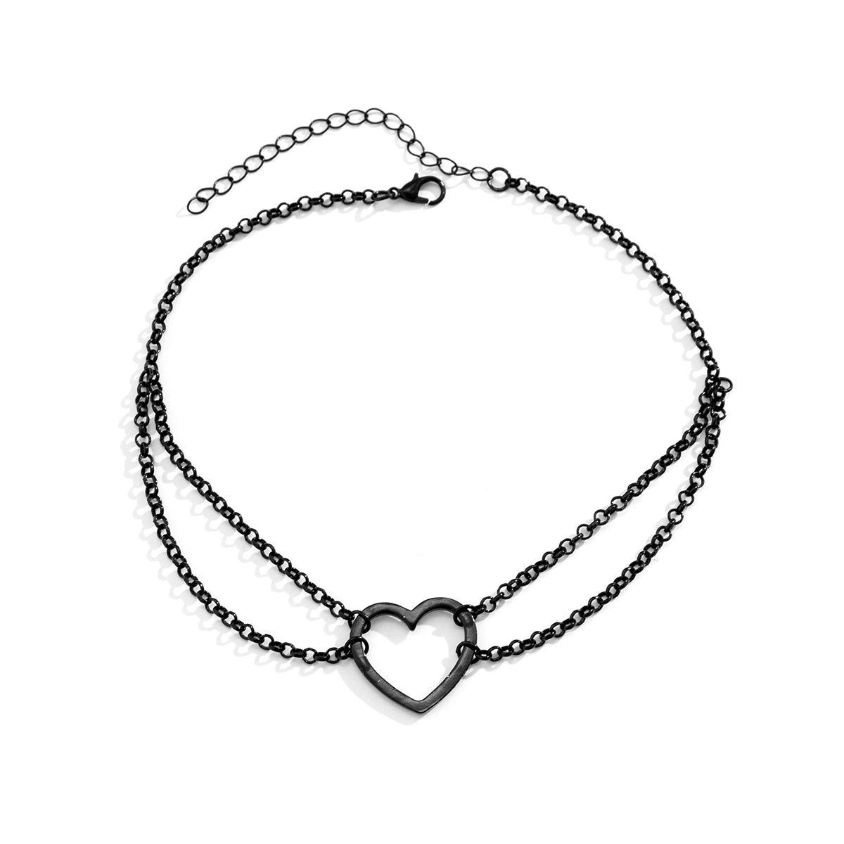 Black Heart Layered Choker Necklace