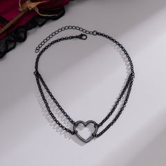 Black Heart Layered Choker Necklace