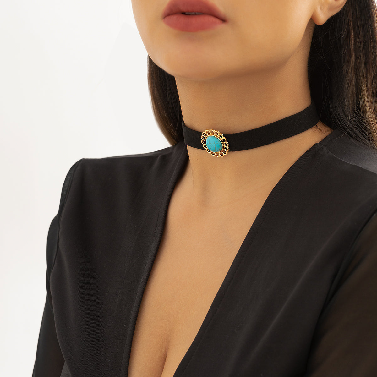 Turquoise & Polystyrene 18K Gold-Plated Choker Necklace