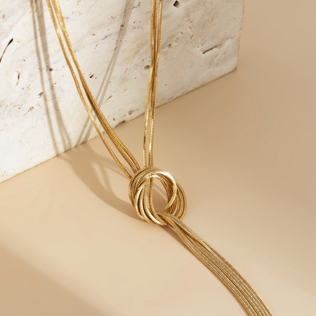 18K Gold-Plated Lariat Necklace, gold pendant necklace for women, dainty minimalist design, styled look