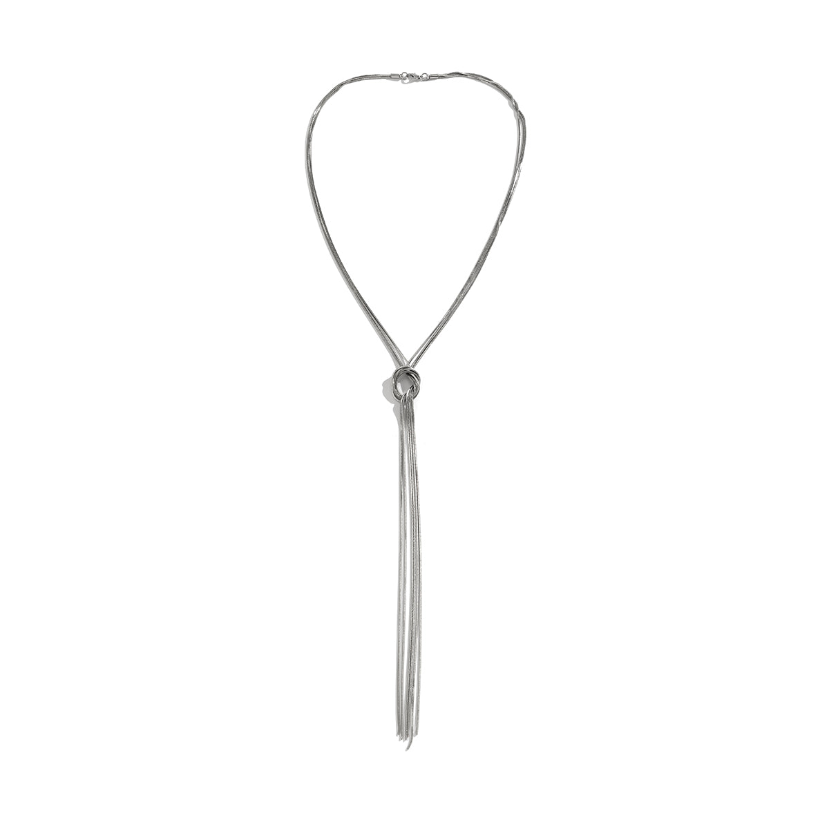 Silver-Plated Knotted Lariat Necklace